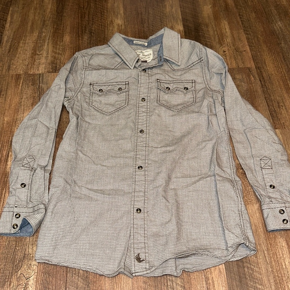 Cody James Boys Snap‎ Pearl Button Down Shirt Size Large Long Sleeve